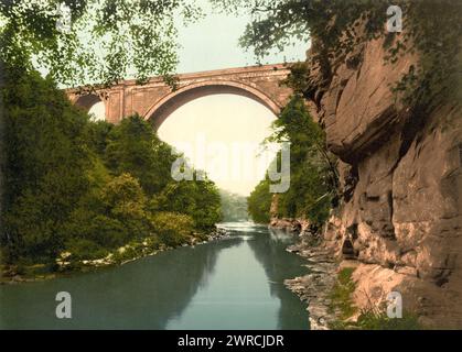 Ballochmyle Viaduct, Mauchline, Scotland, between ca. 1890 and ca. 1900., Scotland, Mauchline, Color, 1890-1900 Stock Photo