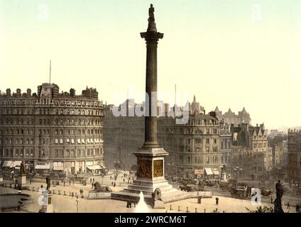 Trafalgar Square, from National Gallery, London, England, between ca. 1890 and ca. 1900., England, London, Color, 1890-1900 Stock Photo