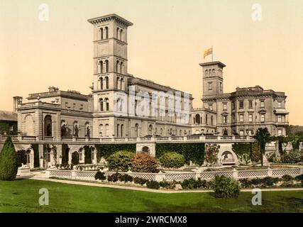 Osborne House, Isle of Wight, England, Image shows Obsborne House in East Cowes on the Isle of Wight in the United Kingdom. The house was built between 1845 and 1851 for Queen Victoria and Prince Albert as a summer home and rural retreat., between ca. 1890 and ca. 1900., England, Isle of Wight, Color, 1890-1900 Stock Photo