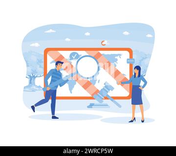 Sanctions and export bans economic or political penalties conflict with international business restrictions. flat vector modern illustration Stock Vector