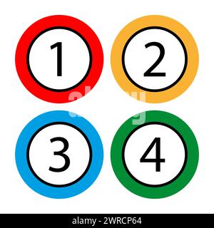 Numbered Colorful Circles 1 to 4. EPS 10. Stock Vector