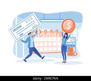 Payroll. Calendar with payday. Tax-free income. Payroll cash, payroll tax deposit, payroll software concept. flat vector modern illustration Stock Vector