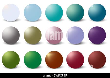 Assorted Color Spheres with Shadows. EPS 10. Stock Vector