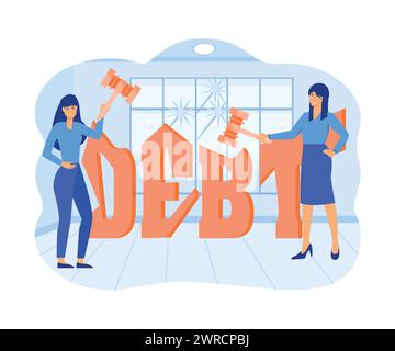 Destruction of debt. Debt settlement, Achievement, Successful. flat vector modern illustration Stock Vector