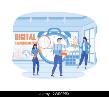 Concepts of Data Analysis and Digitization, Digital Transformation or Disruption, Financial Statistics, Big Data or Performance Measurement. flat vect Stock Vector