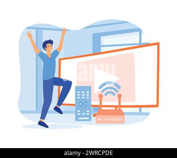Modern television technology metaphor set, Smart TV Technology. flat vector modern illustration Stock Vector