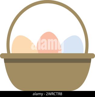 Easter basket with eggs glyph icon, holiday and farm, wicker egg basket vector icon, vector graphics Stock Vector