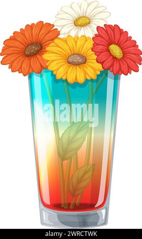 Vector illustration of vibrant flowers in water Stock Vector