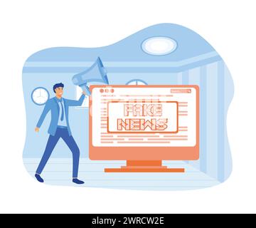Stop fake news and misinformation spreading on internet and media concept. flat vector modern illustration Stock Vector