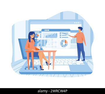 Online training on a screen of tablet. flat vector modern illustration Stock Vector