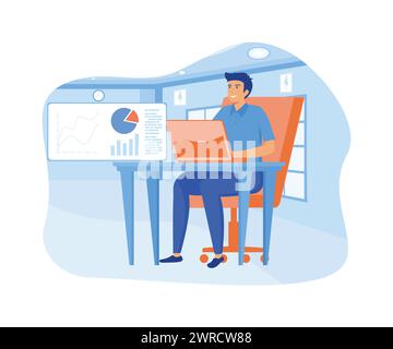 Data scientist job concept. Evaluating performance. flat vector modern illustration Stock Vector