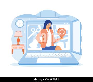 Current location concept. Geo location and navigation, Global Positioning System, orientation in place. flat vector modern illustration Stock Vector