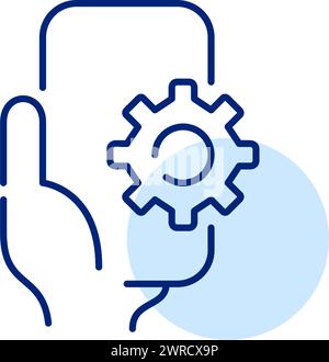 Connected home concept. Automated smart home configuration app. Pixel perfect, editable stroke icon Stock Vector