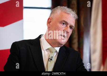 London, UK. 11th Mar, 2024. MP for Ashfield Lee Anderson speaks at a press conference. Anderson has defected from the Conservatives to Reform UK after his comments on Sadiq Khan being ëin the pocket of Islamistsí led to the Conservative whip being withdrawn from him. Credit: SOPA Images Limited/Alamy Live News Stock Photo