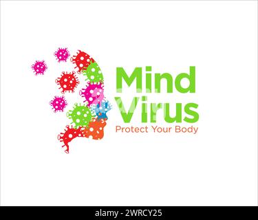 mind virus logo designs for medical protection and consult logo Stock Vector