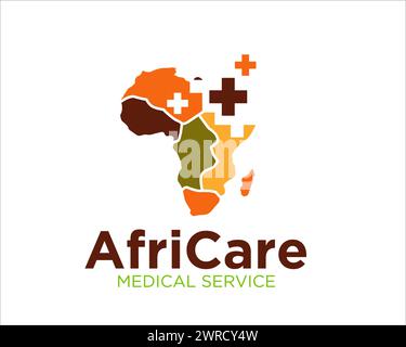 africa care logo designs for medical service and africa health consult Stock Vector