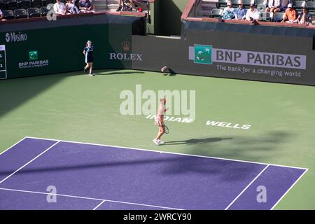 2024 Indian Wells, Anna Blinkova vs Jessica Pegula in Stadium 2. Stock Photo