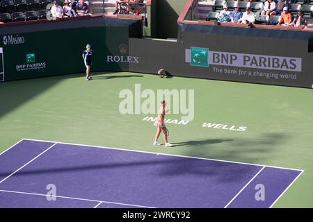 2024 Indian Wells, Anna Blinkova vs Jessica Pegula in Stadium 2. Stock Photo