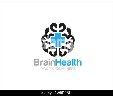 brain health cross logo designs simple for medical and clinic logo Stock Vector