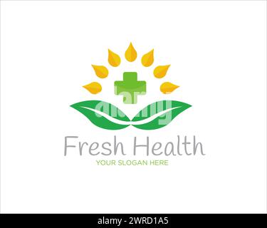 leaf fresh health care logo designs simple modern Stock Vector