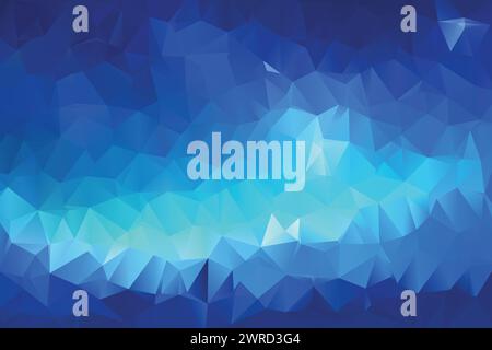 Low poly abstract blue background, trendy, geometric, cyber polygonal wallpaper, triangle style poster Stock Vector