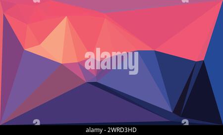 Vector blue and purple Low poly abstract background, trendy, geometric, cyber polygonal wallpaper, triangle style poster Stock Vector