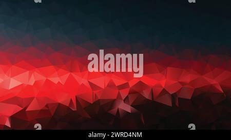 Red and black vector Low poly, abstract dark background, trendy, geometric, cyber polygonal wallpaper, triangle style poster Stock Vector