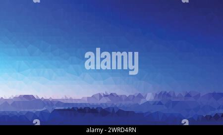 Vector landscape with blue Low poly sky, abstract colorful background, trendy, geometric, cyber polygonal wallpaper, triangle style poster Stock Vector
