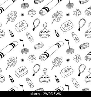 yoga items seamless pattern Stock Vector
