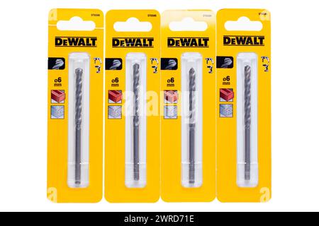 4 Separate Packs of DeWalt 6mm Tungsten Masonry Drill Bits Stock Photo