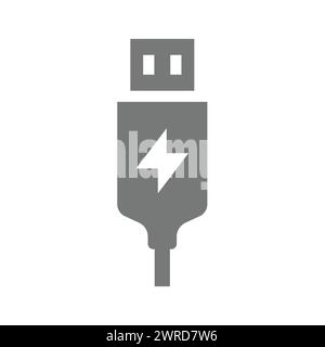 Usb charger vector icon. Simple fill symbol. Stock Vector