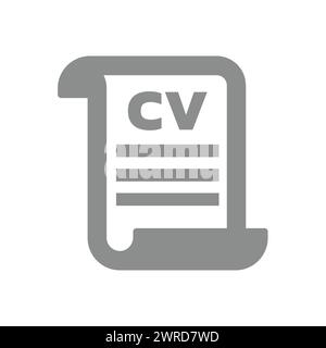 Cv paper sheet vector icon. Job hiring and application symbol Stock Vector