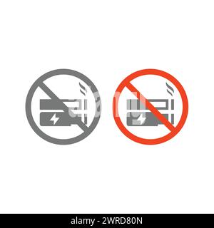 No smoking and no vaping vector sign. Prohibition red icon set. Stock Vector