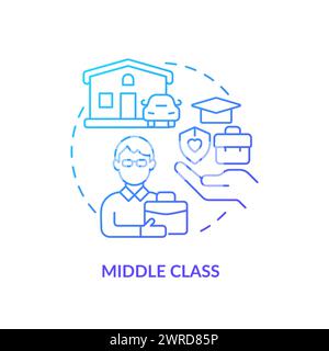 Middle class blue gradient concept icon Stock Vector