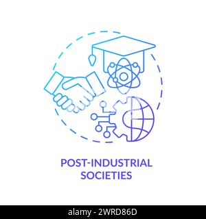 Post industrial societies blue gradient concept icon Stock Vector