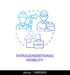 Intragenerational mobility blue gradient concept icon Stock Vector