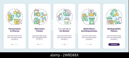 Precision fermentation applications onboarding mobile app screen Stock Vector