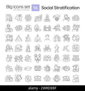 Social stratification linear icons set Stock Vector