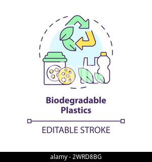Biodegradable plastics multi color concept icon Stock Vector