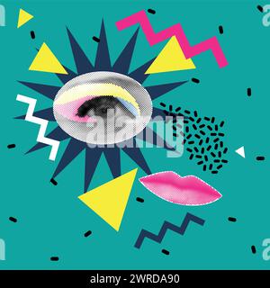 The 90s style illustration. Stock Vector