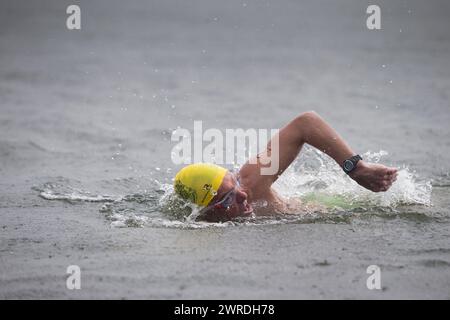 29/08/15  Kevin Welsh completes swim at Ambleside.  Competitors take part in the annual 10.5 mile swim along the length of Lake Windermere (Britain's Stock Photo