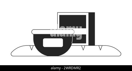 Checkout grocery black and white 2D line cartoon object Stock Vector