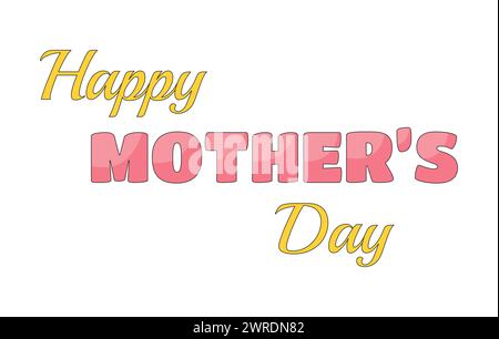 Happy mother day 2D linear cartoon greeting text Stock Vector