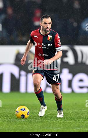 Genova, Italia. 09th Mar, 2024. Foto Tano Pecoraro/LaPresse 09 marzo 2024 Genova, Italia - sport, calcio - Genoa vs Monza - Campionato di calcio Serie A TIM 2023/2024 - Stadio Luigi Ferraris. Nella foto: Badelj MilanMarch 09, 2024 Genova, Italy - sport, soccer - Genoa vs Monza - Italian Serie A Football Championship 2023/2024 - Luigi Ferraris stadium. In the pic: Badelj Milan Credit: LaPresse/Alamy Live News Stock Photo