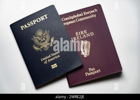 American and Irish passports Stock Photo