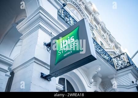 LONDON- JANUARY 15, 2024: Ibis Styles hotel in south Kensington close to Gloucester Road station. Mid range hotel chain Stock Photo
