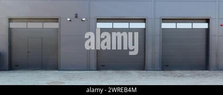 Steel shutter gates installed in the service   center Stock Photo