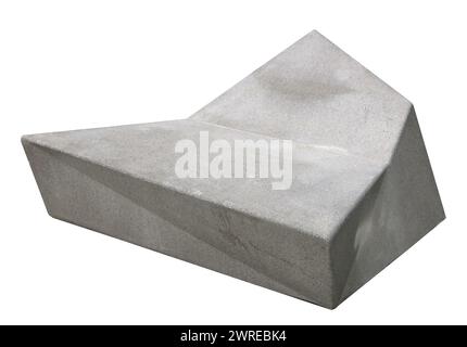 Large angular stone made of concrete. Isolated on white Stock Photo