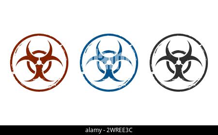 Biohazard warning stamp icons in few color versions. Biological hazard ...