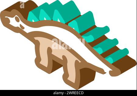 kentrosaurus dinosaur animal isometric icon vector illustration Stock Vector